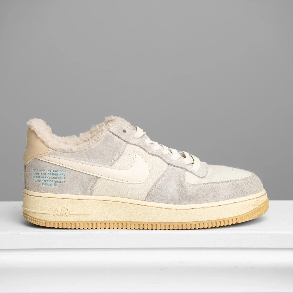 Nike Air Force 1 Sherpa Photon Dust Sz 9 Fleece Lined Suede GorpCore Athleisure